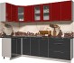 Готовая кухня Интерлиния Мила Пластик 1.2x2.6 (антрацит глянец/красный глянец/кастилло темный)