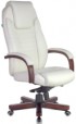 Кресло офисное King Style KE-1023WALNUT/IVORY (кожа кремовый/дерево)