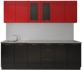 Готовая кухня Артём-Мебель Оля СН-114 МДФ 2.4м со стеклом (глянец красный/черный)